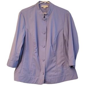 Coldwater Creek Button Down Lavender Jacket 100% Cotton Slip Pockets  Size 14
